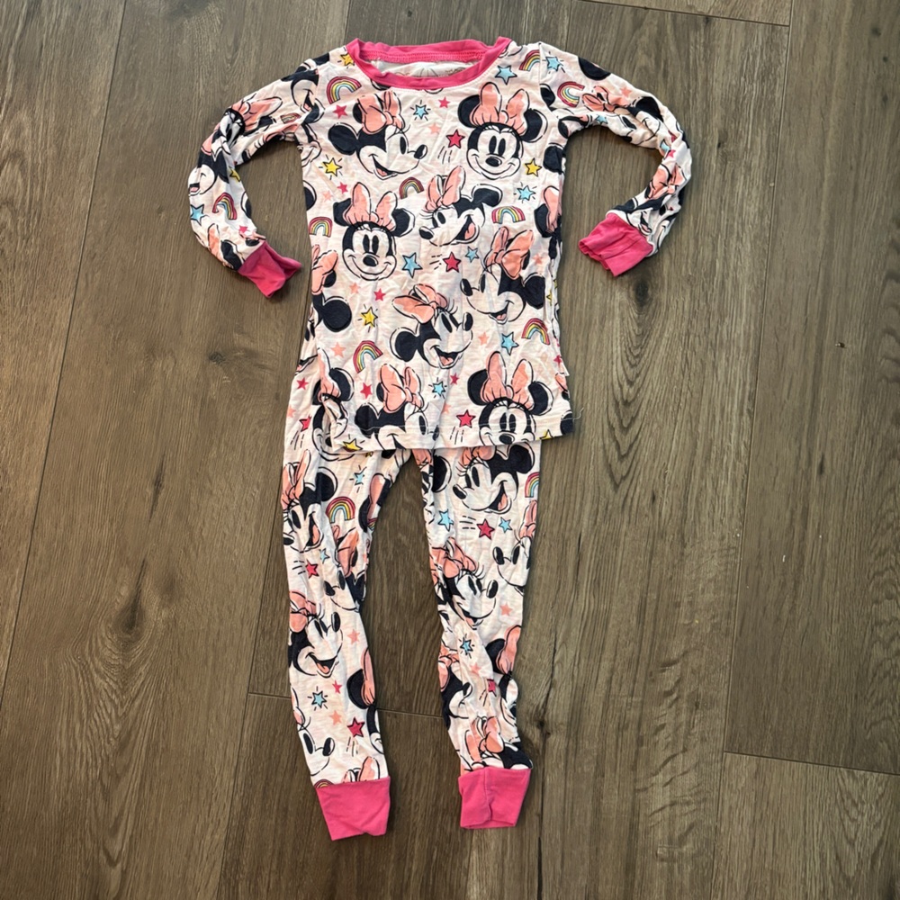Little Sleepies Minnie forever long sleeve set 18 - 24 month bamboo pajamas EUC